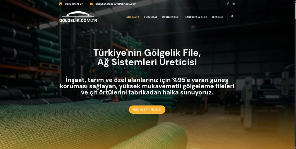 Gölgelik — İzmir WebStore tarafından teslim edilen web sitesi