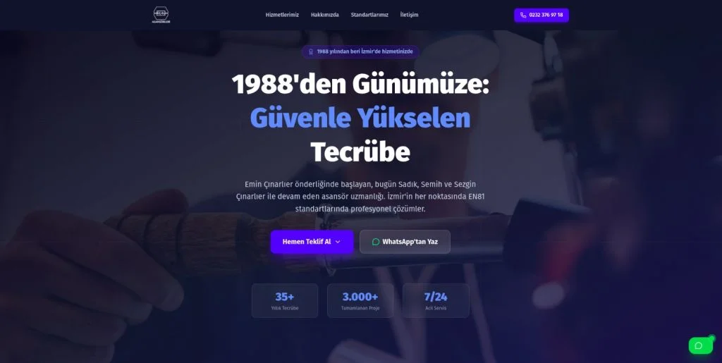 Üç-El Asansör kurumsal web sitesi — İzmir WebStore