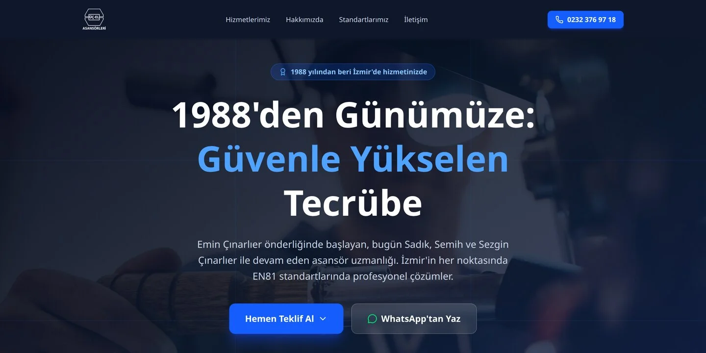 Üç-El Asansör projesi — İzmir WebStore