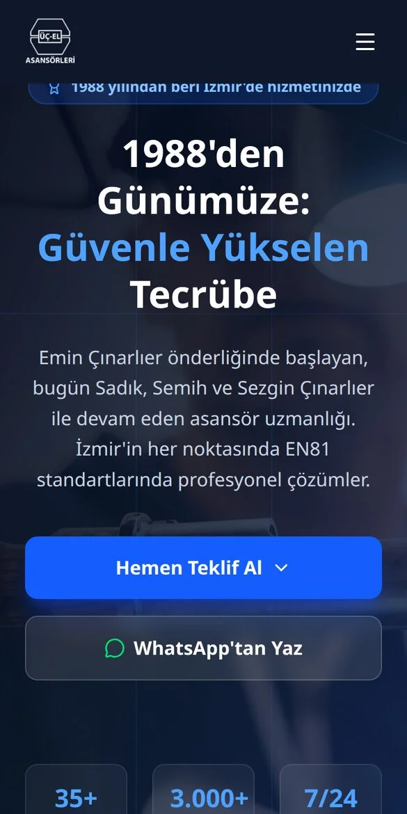 Üç-El Asansör — mobil görünüm
