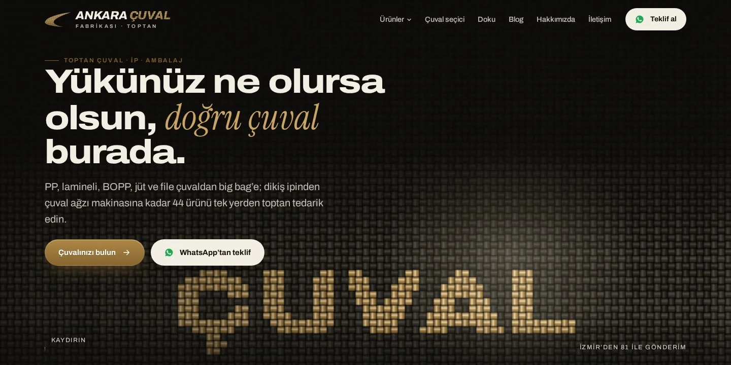 Ankara Çuval Fabrikası projesi — İzmir WebStore