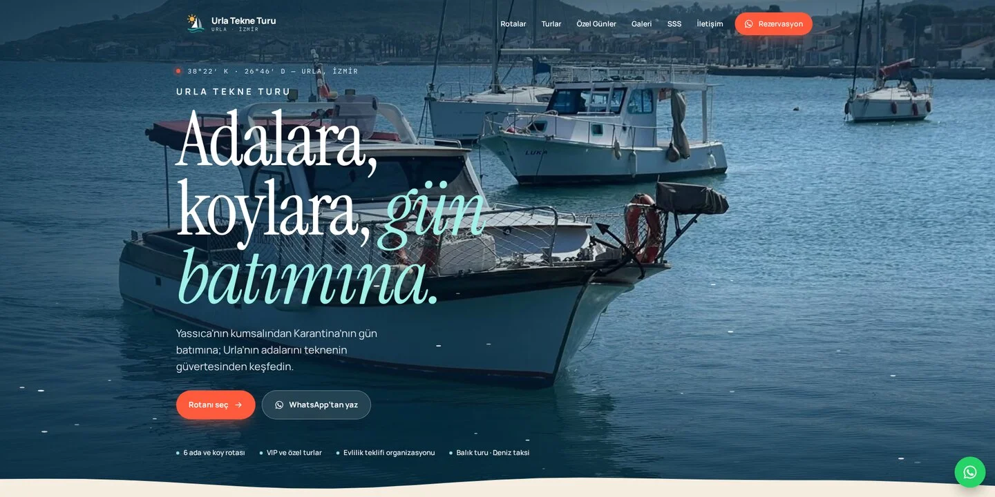 Urla Tekne Turu projesi — İzmir WebStore