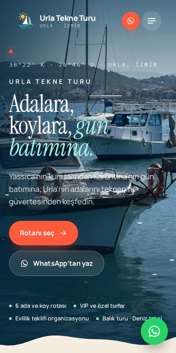 Urla Tekne Turu — mobil görünüm