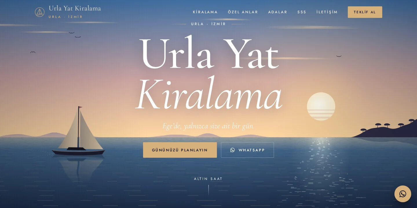 Urla Yat Kiralama projesi — İzmir WebStore